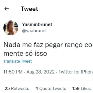 Yasmin Brunet postou uma frase vista como indireta após o vídeo do beijo