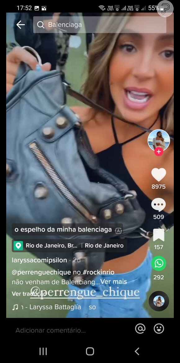 Perrengue chique do Rock in Rio foi relatado no Tik Tok por Laryssa Bataglía