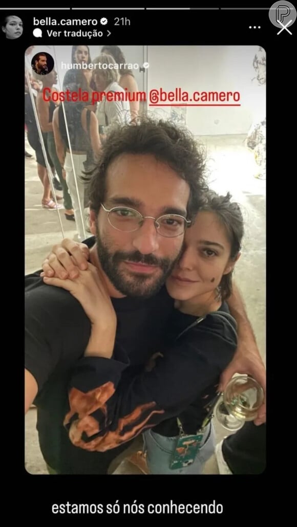 Solteiro, Humberto Carrão posou abraçado com Bella Camero