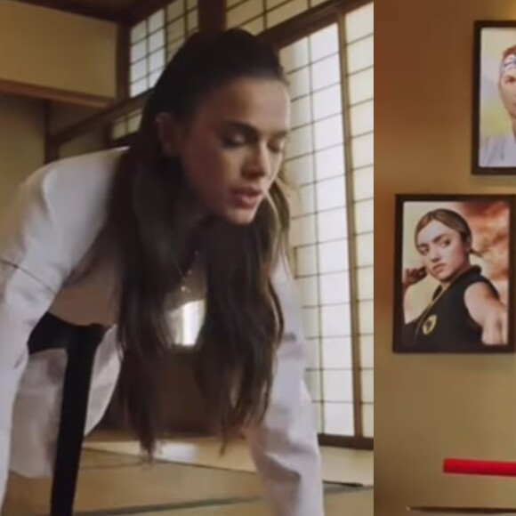 Bruna Marquezine fez uma ação de divulgação da quinta temporada de 'Cobra Kai', série de Xolo Maridueña