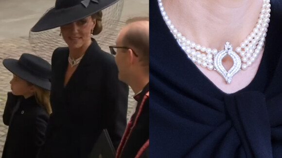 Joia de Kate Middleton traz homenagem à Rainha Elizabeth II em funeral; colar já foi usado por Diana. Detalhes!