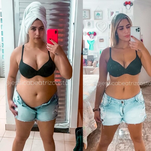 Jéssica Costa exibiu evolução no corpo com foto de antes e depois