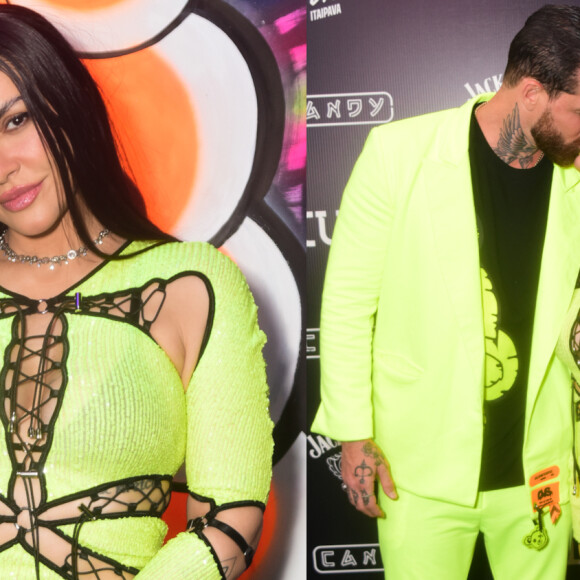 Cleo trocou beijos com o marido, Leandro DLucca, em festa de aniversário em SP