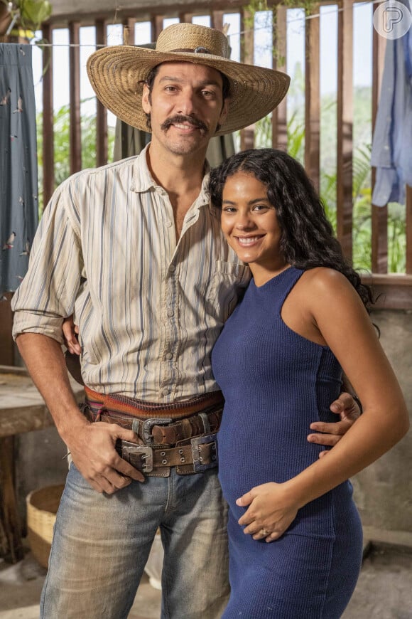 No último capítulo da novela 'Pantanal', Muda (Bella Campos) revela gravidez de Tibério (Guito)