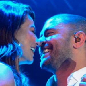 Paolla Oliveira e Diogo Nogueira dançam colados e beijam muito em show do cantor