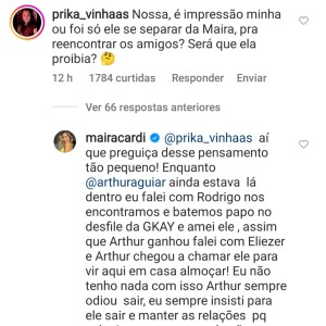 Maira Cardi desabafou, garantindo que era Arthur Aguiar quem não gostava de sair
