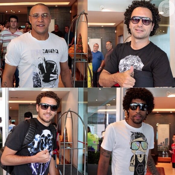 Roberto Carlos, Marco Luque e famosos chegam para futebol beneficente em Minas Gerais, com Neymar e Alexandre Pires