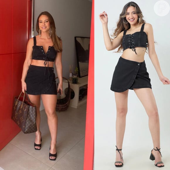 Paolla Oliveira usa conjunto de top e minissaia preto: a produção é perfeita para os dias de Primavera-Verão