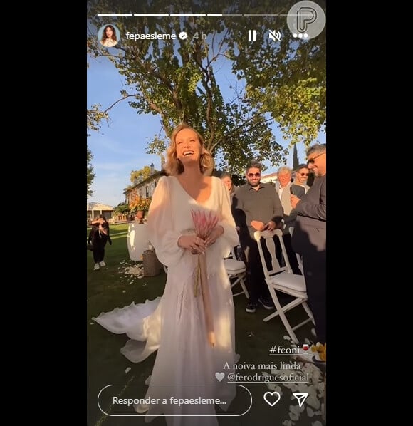 Casamento de Fernanda Rodrigues e Raoni Carneiro aconteceu durante o pôr do sol