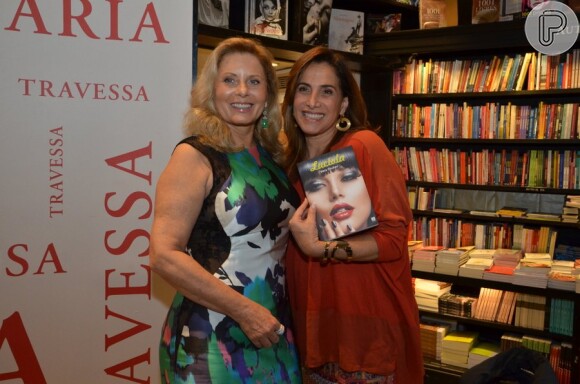 Vera Fischer recebe Totia Meirelles em lançamento de livro