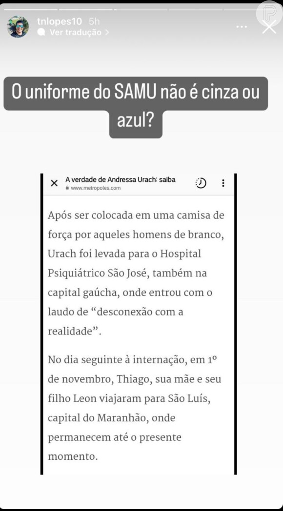 Thiago Lopes questiona fala de Andressa Urach