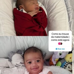 Filho de Viviane Araujo antes e depois: atriz exibiu um comparativo do pequeno atualmente com o dia que saiu da maternidade