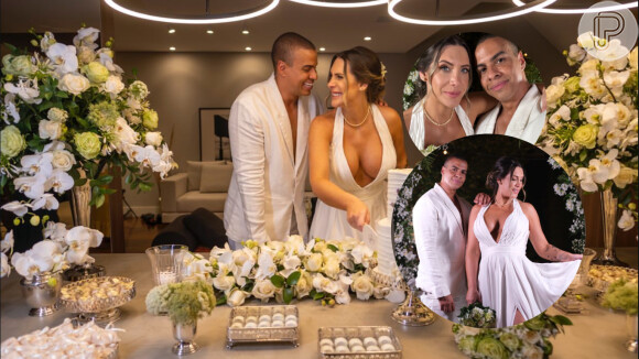 Mini wedding em casa! Thiago Oliveira, do 'É de Casa', e Bruna Matuti se emocionam em casamento íntimo