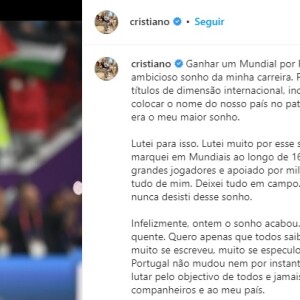Cristiano Ronaldo lamentou a derrota de Portugal na Copa do Mundo 2022