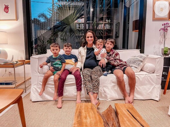 Letícia Cazarré também é mãe de Vicente, de 12 anos, Inácio, de 10, Gaspar, de 3, e Maria Madalena, de 1