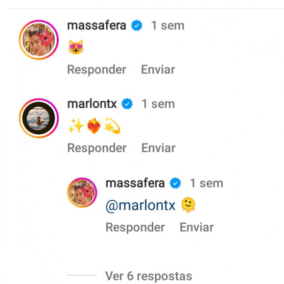 Grazi Massafera e Marlon Teixeira passarama  trocar emojis apaixonados na web
