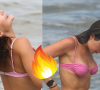 Jade Picon foi flagrada mais uma vez na Praia da Barra da Tijuca nesta terça-feira (14)