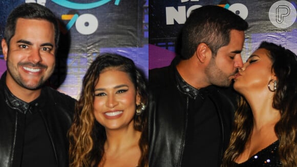 Simone Mendes trocou beijos com marido, Kaká Diniz, em bastidor de show