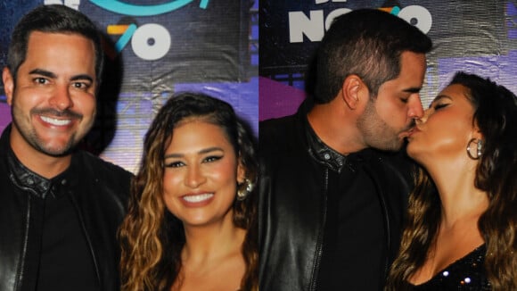 Simone Mendes troca beijo apaixonado com marido, Kaká Diniz, em gravação de DVD de dupla sertaneja