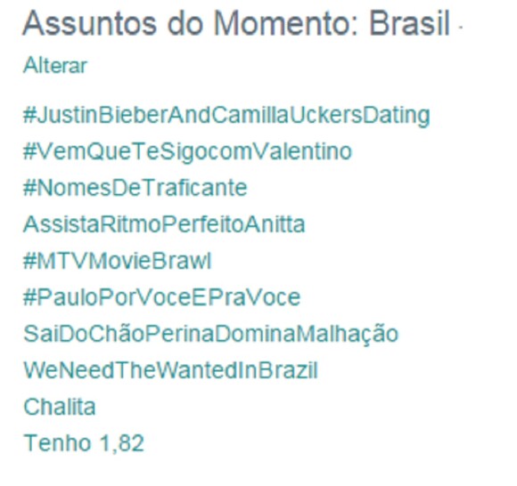 Oa fãs de Anitta colocaram a hashtag "AssistaRitmoPerfeitoAnitta em quarto lugar dos assuntos mais comentados do Twitter
