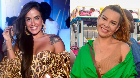 Ex e atual de Thiaguinho, Fernanda Souza e Carol Peixinho deixam rivalidade de lado em público