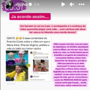 Virgínia Fonseca brigou com Evaristo Costa após um comentário do jornalista sobre a criação das filhas da influenciadora