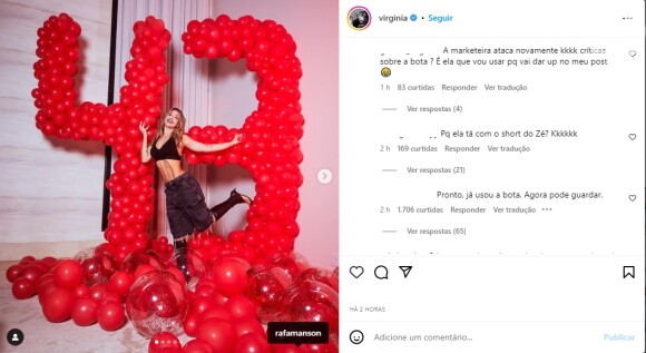 Look usado por Virgínia Fonseca gera críticas à influenciadora em publicação de comemoração de 43 milhões de seguidores