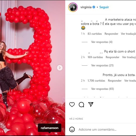 Look usado por Virgínia Fonseca gera críticas à influenciadora em publicação de comemoração de 43 milhões de seguidores