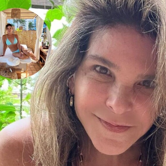 Cristiana Oliveira exibiu beleza natural ao posar de biquíni