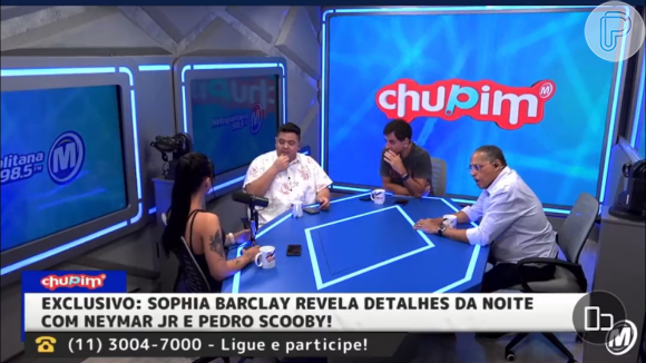 Sophia Barclay contou que foi a uma festa privada e sabe que Neymar e Pedro Scooby ficaram juntos.