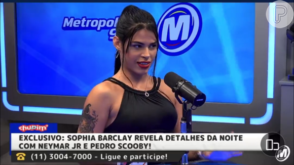 Sophia Barclay contou que foi a festa privada de Neymar, eles foram para o quarto e, em seguida, surgiu Pedro Scooby com outra mulher para a suruba.