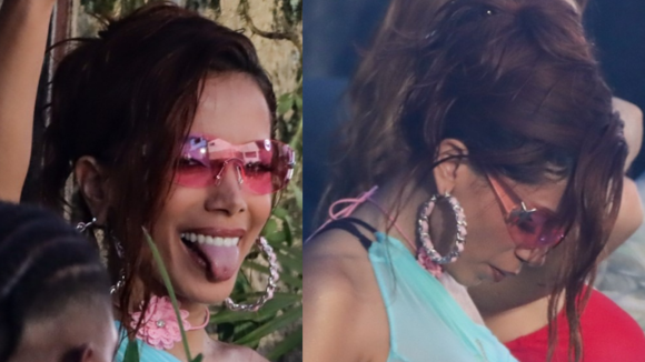 Anitta deixa seios em evidência em blusa 100% transparente durante gravação de clipe. Fotos!
