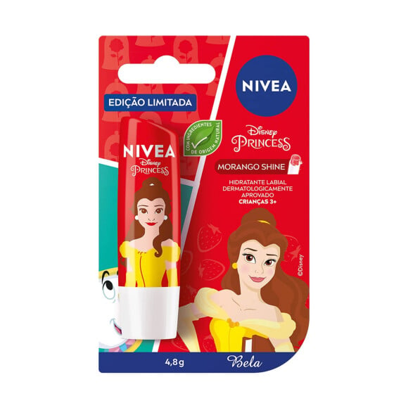 Hidratante labial morango shine Disney Bela, 4,8g, Nivea