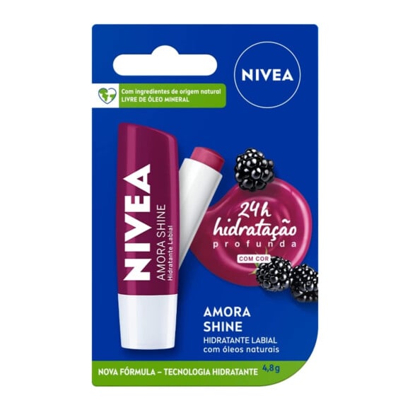 Hidratante labial amora shine, 4,8g, Nivea