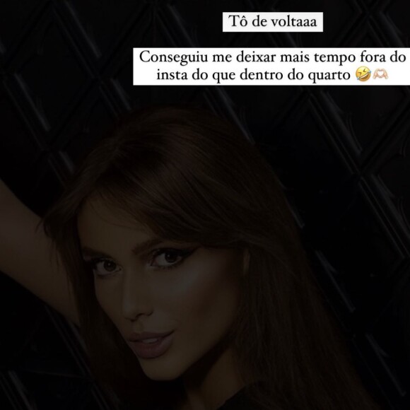 Fernanda Campos debocha de Neymar: 'Tô de volta! Conseguiu me deixar mais tempo fora do Instagram do que dentro do quarto'