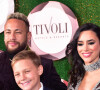 Neymar posou com o filho, Davi Lucca, e a atual namorada, Bruna Biancardi, grávida do segundo filho dele, ao chegarem em leilão