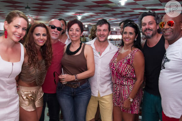 Alexandre Nero, Viviane Araújo e Leandra Leal, da novela 'Império', se divertem em samba na Escola da agremiação do Salgueiro, no Rio de Janeiro