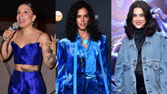 'Besouro Azul': Priscilla Alcantara, Manu Gavassi e mais famosos aderem a looks azuis na première do filme de Bruna Marquezine