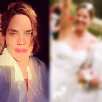 Casamento ao ar livre: Atriz Rafaela Mandelli aposta em vestido de noiva tomara que caia creme e diz sim ao novo marido. Fotos!