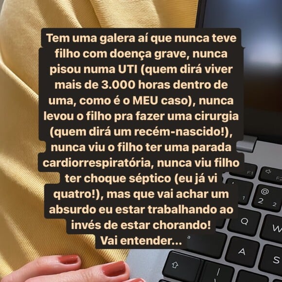 Letícia Cazarré recebeu críticas por estar trabalhando com a filha na UTI