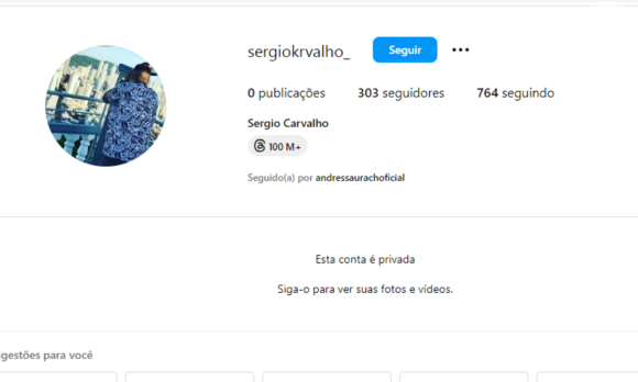 Namorado de Andressa Urach tem perfil trancado no Instagram com apenas 300 seguidores