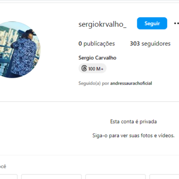Namorado de Andressa Urach tem perfil trancado no Instagram com apenas 300 seguidores