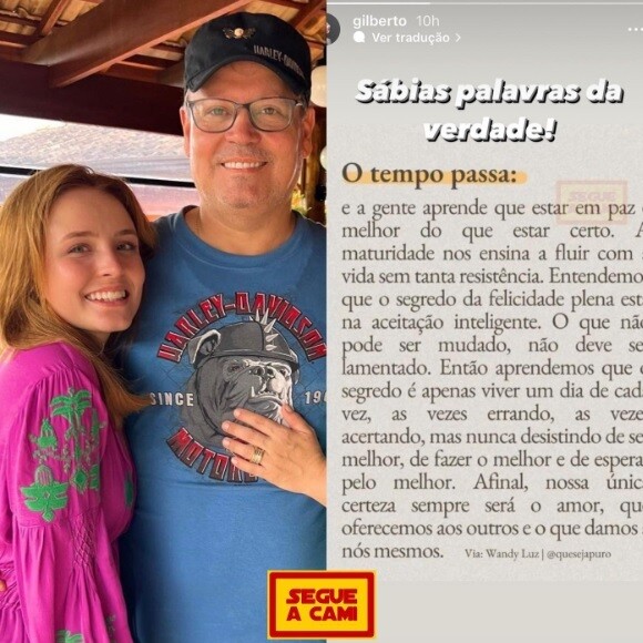 Pai de Larissa Manoela publicou frase sobre 'estar certo' e post foi visto como indireta à filha