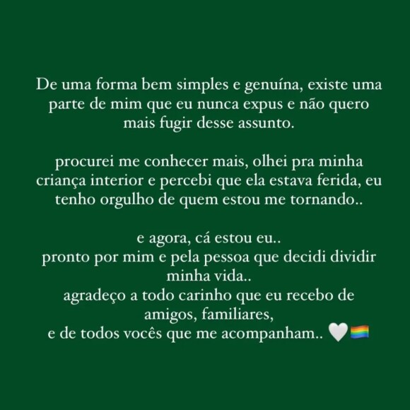 Irmão de MC Cabelinho, Marcus Vinicius publicou um texto para assumir sua real sexualidade: 'De forma bem simples e genuína'