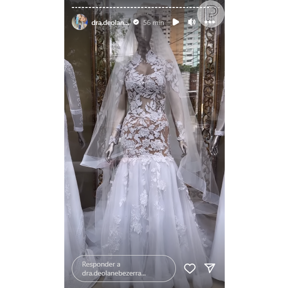 Deolane mostrou 'seu' vestido de noiva na loja no Instagaram onde usa e abusa da transparência