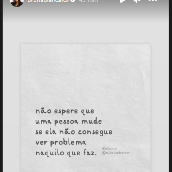 Bruna Biancardi já publicou indireta no Instagram: 'Não espere que uma pessoa mude se ela não consegue ver problema naquilo que faz'