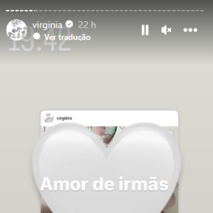 Virginia além de fazer um comunicado para o seu público deu a primeira prova da sua nova decisão no Instagram