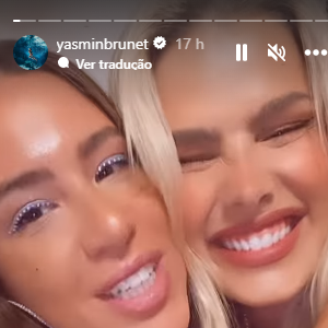 Yasmin Brunet mostrou nos stories que curtiu muito o aniversário de Pocah sem ligar para os haters