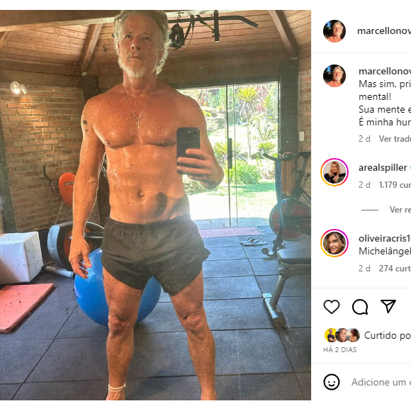 Marcello Novaes publicou uma foto sua de frente ao espelho mostrando o seu corpo sarado de 61 anos no Instagram
