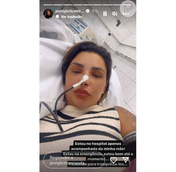 Jenny Miranda é levada ao hospital e deixa mensagem para tranquilizar fãs: 'Estou na emergência, estou bem'